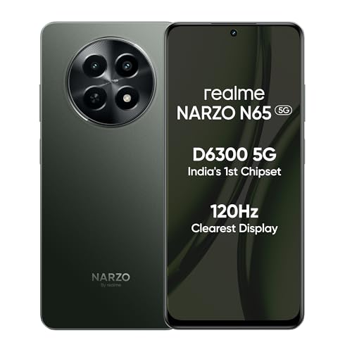 Realme Narzo N65 5G (Deep Green 8Gb Ram, 128Gb Storage) India’S 1St D6300 5G Chipset | Ultra Slim 190G Design | 120Hz Eye Comfort Display | 50Mp Ai Camera| Charger In The Box