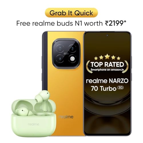 Realme Narzo 70 Turbo 5G (Turbo Green,6Gb Ram,128Gb Storage) | Segment’S Fastest Dimensity 7300 Energy 5G Chipset | Motorsports Inspired Design