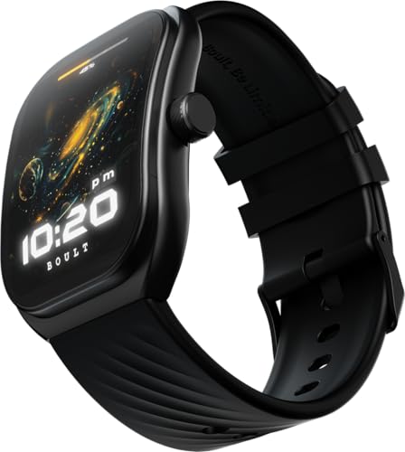 Boult Trail Smart Watch 2.01” 3D Curved Hd Display, Bt Calling, Working Crown, 190+Watchfaces, 500 Nits Brightness, Ai Voice Assistant, Spo2 Monitoring, 120+ Sports Mode (Raven Black)