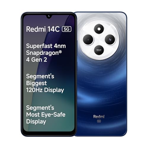 Redmi 14C 5G (Stargaze Black, 4Gb Ram, 64Gb Storage) | Superfast 4Nm Snapdragon 4 Gen 2 | 120Hz 17.47Cm (6.88”) Display | 5160Mah Battery | 50Mp Dual Camera | Premium Starlight Design