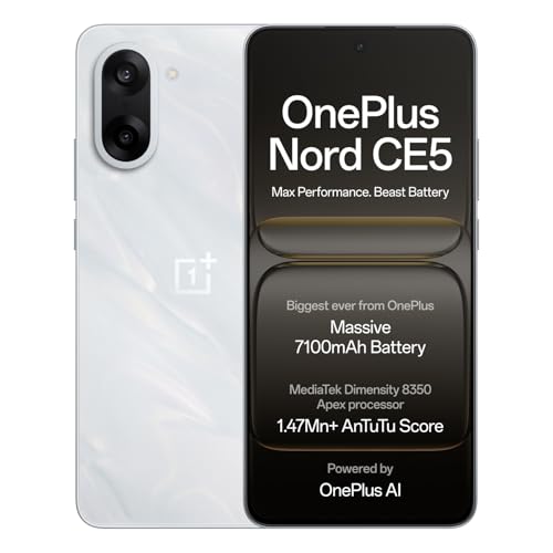 Oneplus Nord Ce5 | Massive 7100Mah Battery | Mediatek Dimensity 8350 Apex | Powered By Oneplus Ai | 12Gb + 256Gb | Black Infinity