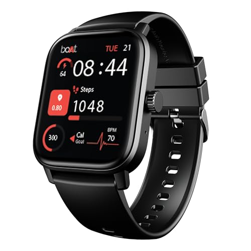 Boat Lunar Discovery W/ 1.39″ (3.5 Cm) Hd Display, Turn-By-Turn Navigation, Diy Watch Face Studio, Bluetooth Calling, Emergency Sos, Qr Tray, Smart Watch For Men & Women(Active Black)