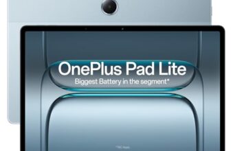 Oneplus Pad Lite With Biggest Battery In Segment 9340 Mah, Massive 11″ (27.94 Cm) Display With 500 Nits Brightness & 11 Hours Of Video Playback, 8Gb Ram 128Gb Storage, Wi-Fi + 4G, Aero Blue